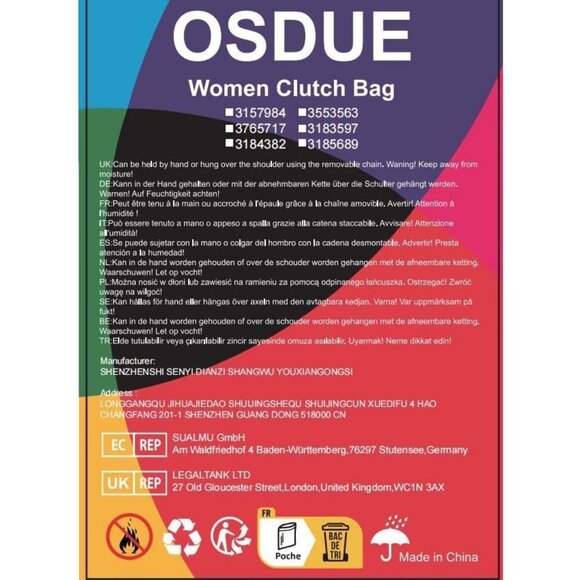 Shiny Silver Clutch Purse for Women, Evening Shoulder Bag for Wedding & Party - Picture 9 of 9